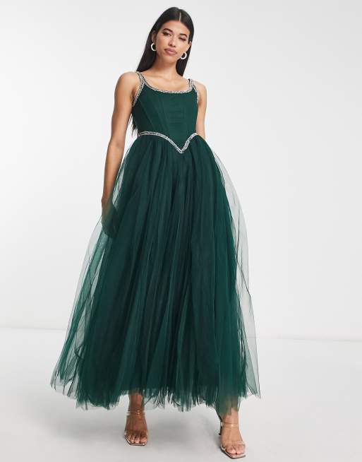 Emerald embellished outlet dress