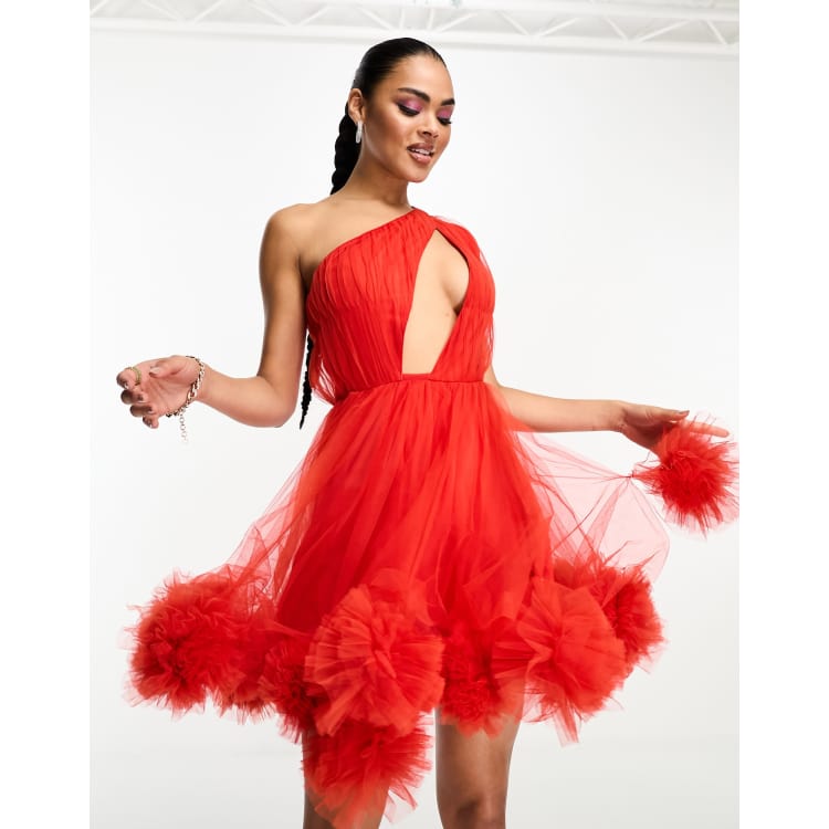 Fashion nova red ruffle 2024 dress