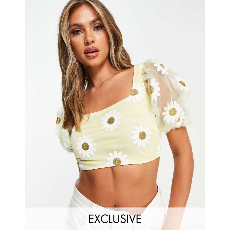 Yellow cheap glitter top