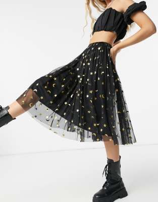 black glitter lace skirt