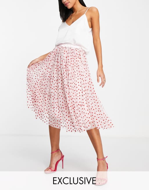 Lace & beads 2024 tulle midi skirt