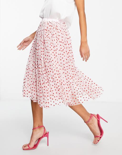 Pink love heart midi skirt sale