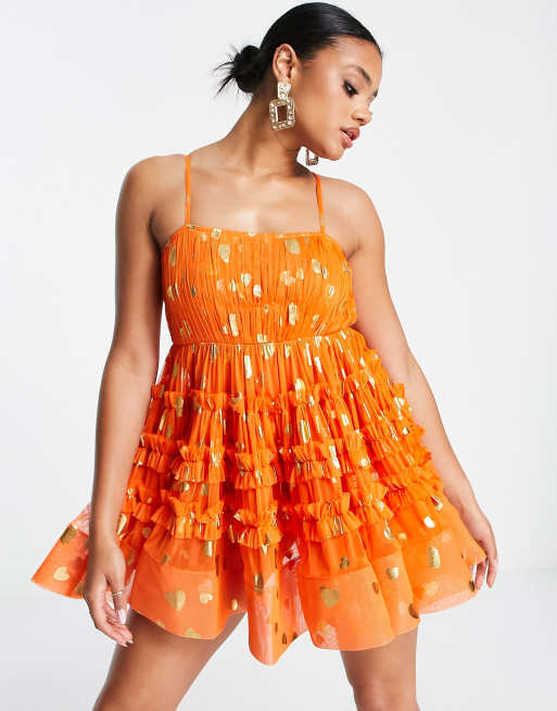 Orange store beaded dress