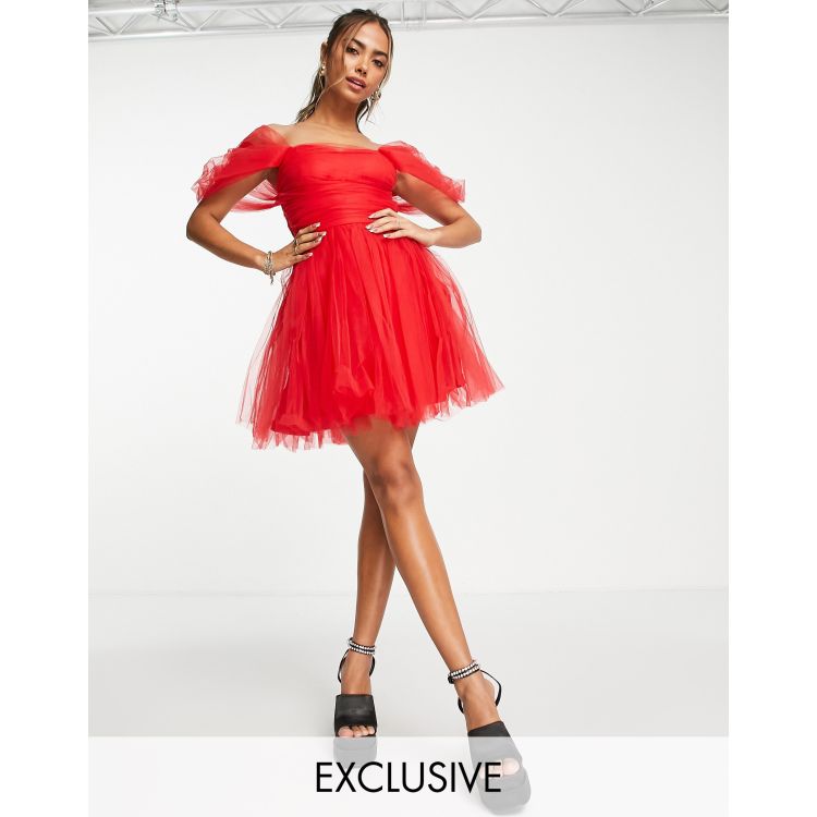 ASOS Edition - Minigonna in tulle rosso acceso