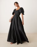 [Lace & Beads] Lace & Beads fallen shoulder taffeta gown in black 6 Black
