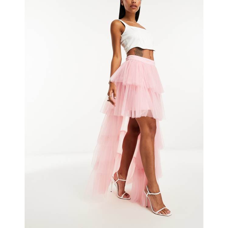 Gonna in tulle rosa on sale cipria