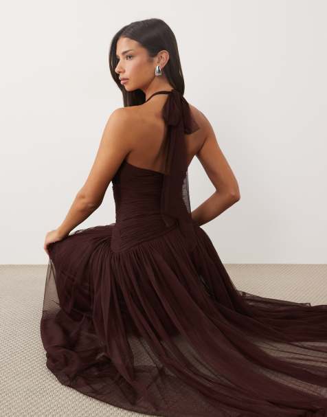 significant other browning dress Molly Twisted Satin – T² sequin Luxury Satin Colors:Champagne Gold BRI7307.093 Melon Buckmark on Lace-Up Strapless Long Print