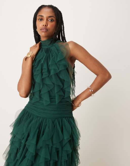 green emerald velvet dress Halter Neck Short Dark Green Prom Dresses, Short Dark Green Formal Gra –  morievent