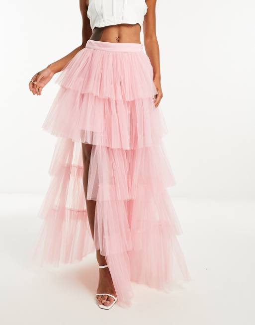 Pink high low outlet tulle skirt