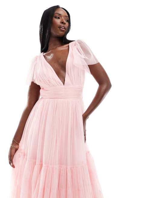 Robe rose mi longue sale