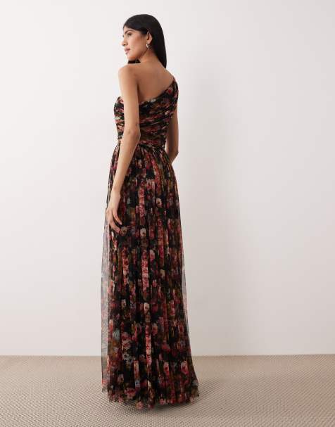 Robe Longue Asymétrique BCBG MAX AZRIA - Couleur Encre, Taille 6, Soie, Neuve Avec étiquette