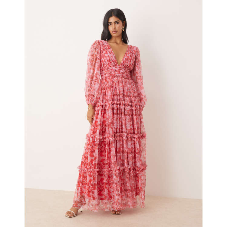 knee length dresses for ladies Paloma One Shoulder Knit Maxi Dress with Flowers main image 1