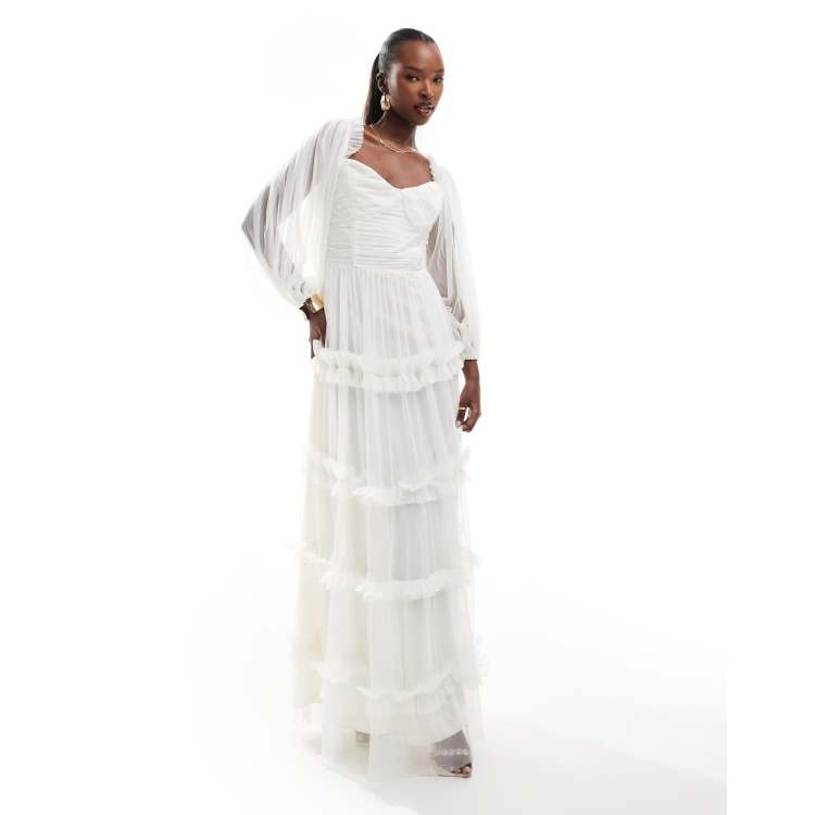 Long sleeve ivory maxi dress best sale