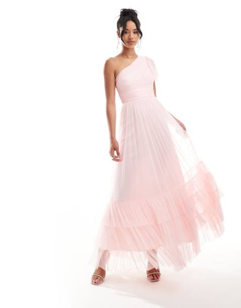 Lace & Beads - Madison - L'invitée - Robe longue asymétrique en tulle - Rose pâle - view 1