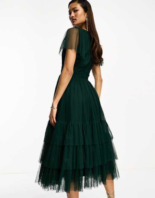 Lace & Beads Madison midi dress in emerald