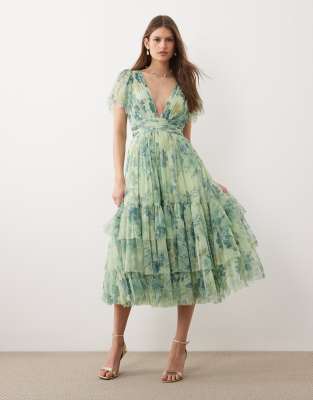 Lace & Beads Madison Midi Dress In Multi