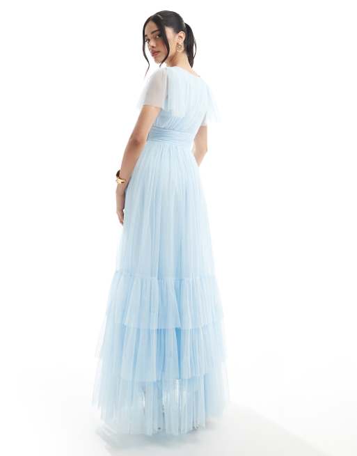 Lace & Beads - Madison - Robe longue de demoiselle d'honneur - Bleu poudré, 4 de 4