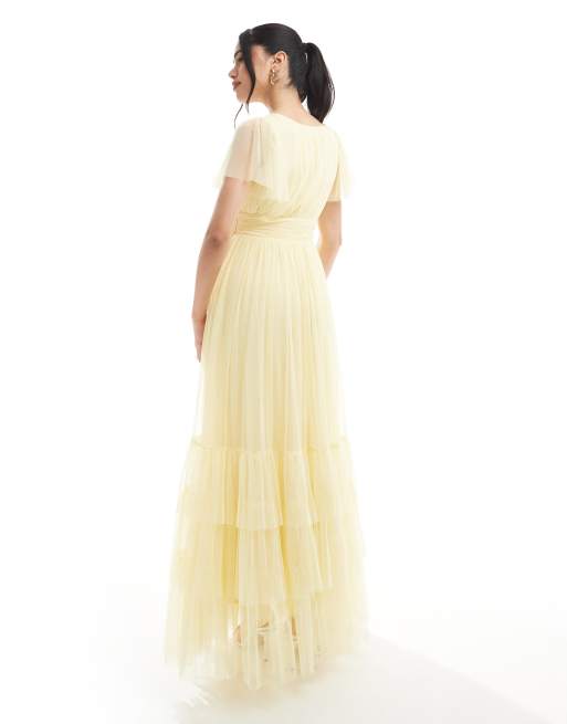 Lace & Beads - Madison - Robe longue de demoiselle d'honneur - Jaune beurre, 3 de 4
