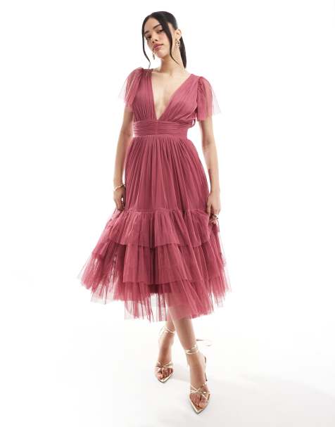 Lace & Beads - Madison - Robe mi-longue de demoiselle d'honneur - Orchidée - view 1