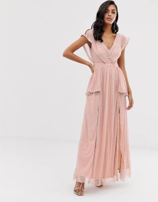 beaded maxi dress with sleeves