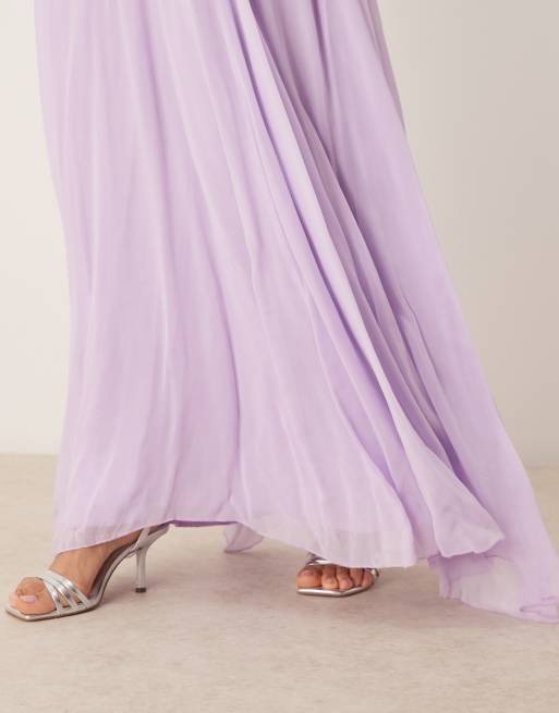 Lace & Beads maxi dress with rose detail in Lilac, 2 of 4