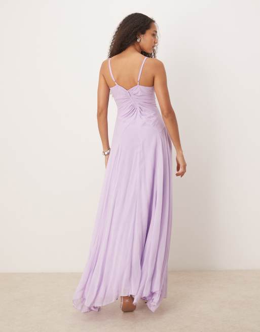 Lace & Beads maxi dress with rose detail in Lilac, 3 of 4