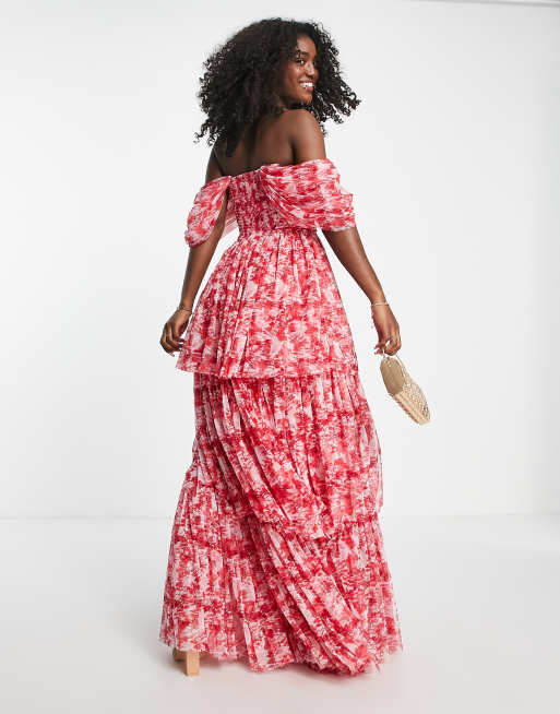 Off the shoulder 2025 long floral dress