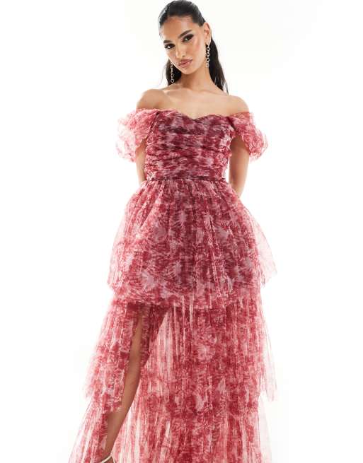 green emerald velvet dress PRETTYGARDEN Maxi Dresses for Women Summer Elegant Floral Off Shoulder