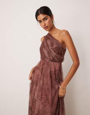Lace & Beads One-shoulder Maxi Dress