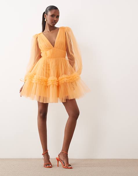 asos long sleeve formal dresses Evening Long sleeves frame this pleated chiffon maxi dress with subtly puffed shoulders and a flowy skirt ASOS DESIGN - long sleeve