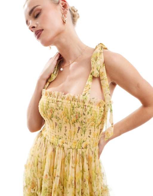 Asos yellow lace dress best sale