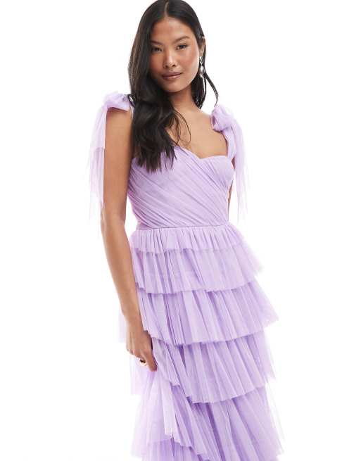 open lace back dress Elegant Purple Tulle Short Prom Dress: Simple Bridesmaid Dress with Flirty  Silhouette main image 0