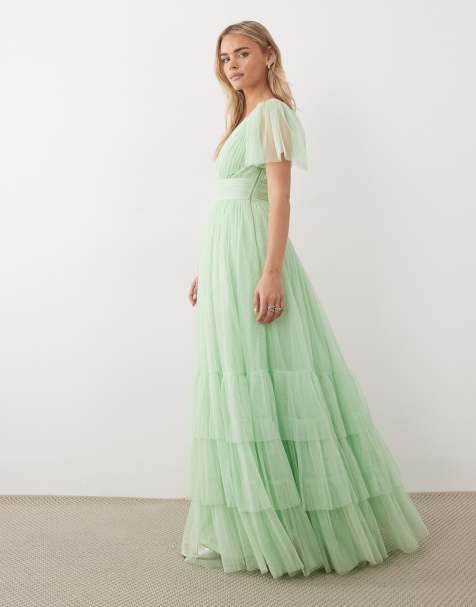 princess polly baby blue dress Sage Green Satin Bridesmaid Modest Green Bridesmaid Dresses Long Sleeve  Modest Beaded Turquoise Bridesmaid Dresses With Cape EDresstore
