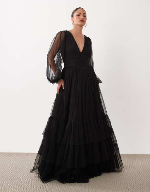 lace and mesh bridesmaid dress Lace & Beads - Bridesmaid Maxi Dress - Women - Polyester - 8 US