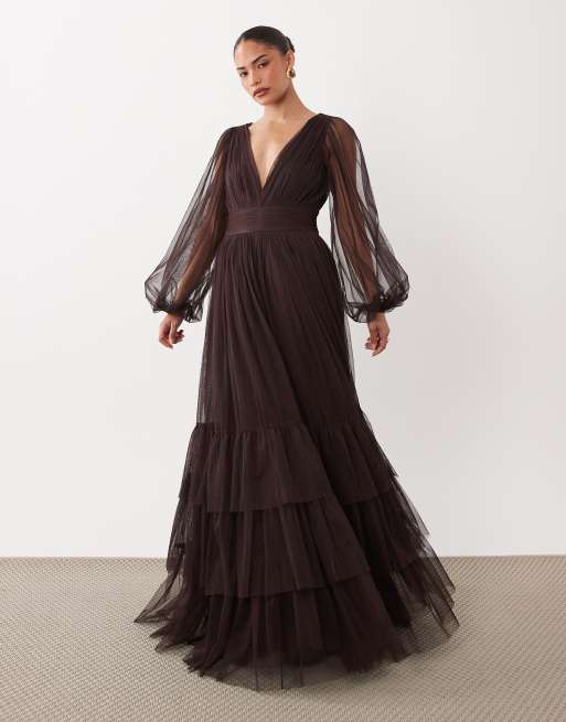 mesh tiered dress Lace & Beads - Petite Bridesmaid Maxi Dress - Women - Polyester - 4 US