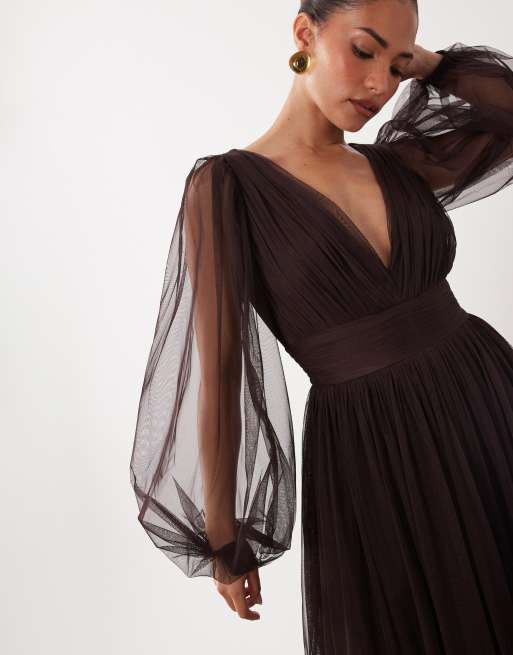petite bridesmaid dresses with sleeves Lace & Beads - Petite Bridesmaid Maxi Dress - Women - Polyester - 4 US