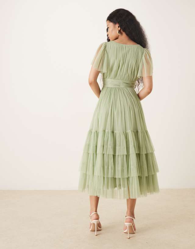 Lace & Beads - Bridesmaid Midi Dress - Women - Polyester - 4 US