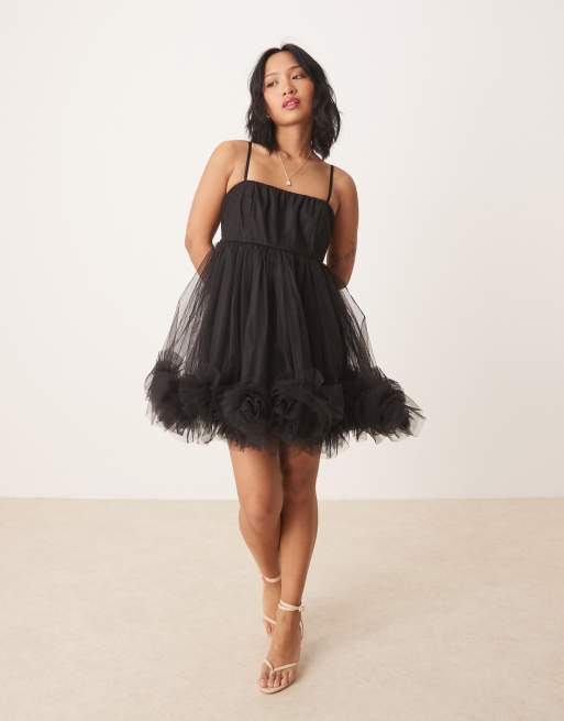 chinese dress ladies Halterneck Lace-Up Bubble Hem Corset Micro Mini Dress in Black - 10 / Regular