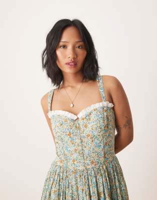 Lace & Beads Petite Corset Cotton Midi Dress