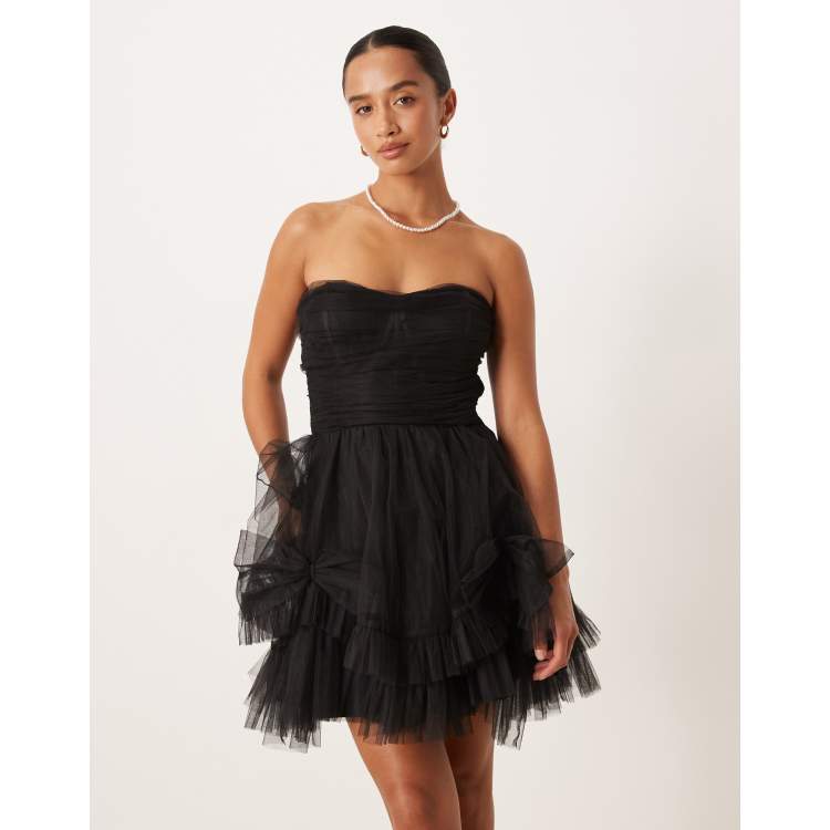 asos lace and beads corset tulle dress Lace & Beads tulle corset midi dress in soft brown floral