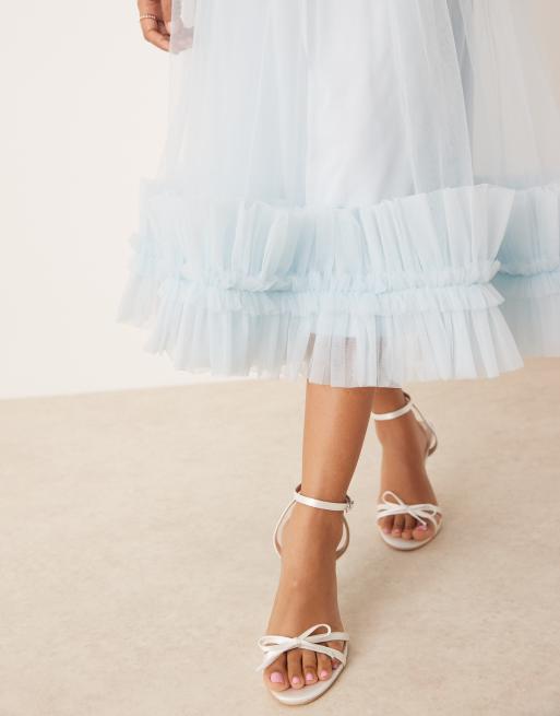 asos lace and beads ruffle midaxi dress Lace & Beads ruffle midaxi dress in deep rose print