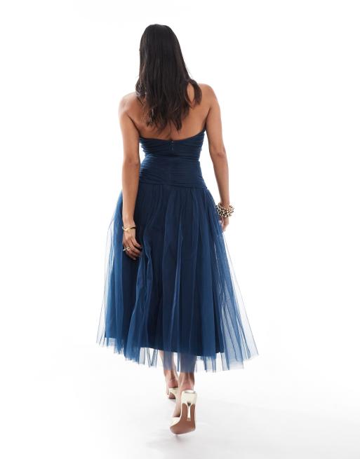 Navy tulle maxi dress best sale