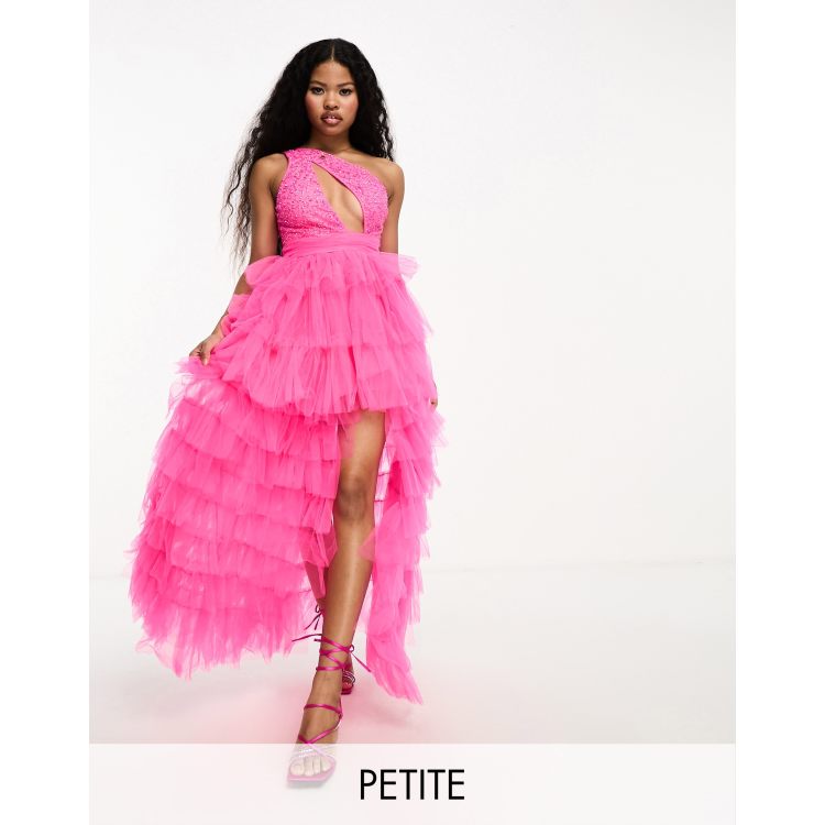 Pink high store low prom dress