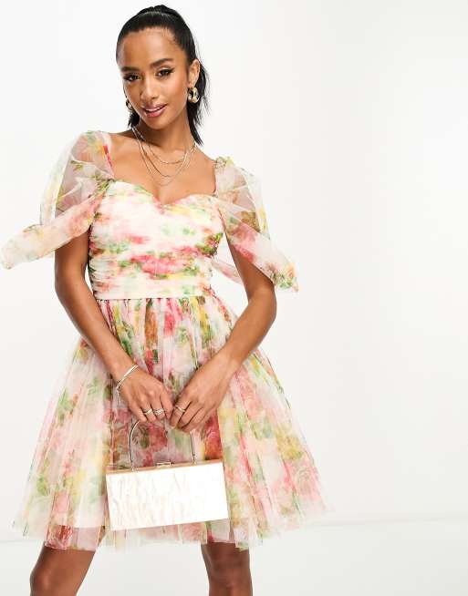 Embroidered floral hotsell tulle dress