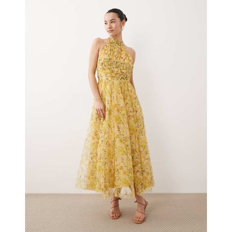 Robe D'été Jaune à Pois - Taille M (10), Coton, Dos Nu, Style Bohème
