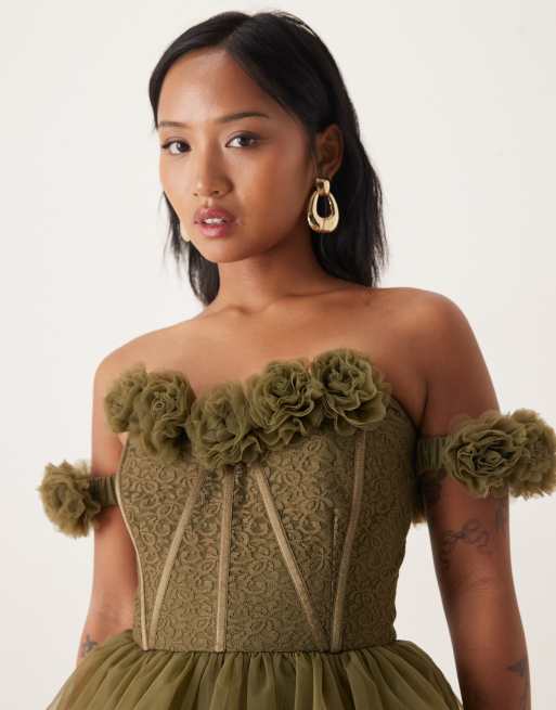 green emerald velvet dress Women's Maxi Dress A Line Dress Elegant Evening Party Lace Up Sequins Regular Fit Floral Short Sleeve Crew Neck Sage Green main image 1