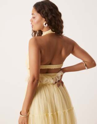 Lace & Beads Petite Shirred Backless Top