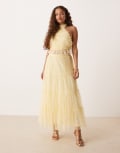 [Lace & Beads Petite] Lace & Beads Petite tiered ruffle maxi skirt in lemon (part of a set)-Yellow 6 Lemon