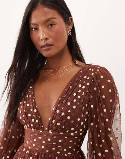 poppy】TULLE BALLOON TUNIC (BROWN) Tulle balloon tunic (brown)