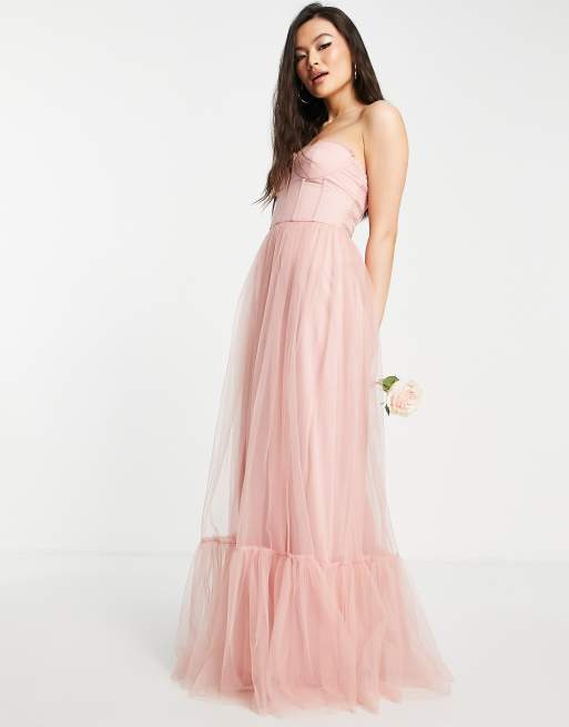 Lace & Beads - Phoenix - Bruidsmeisjesjurk met korset en tule in roze